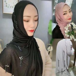 Ethnic Clothing Malaysia Fashion Headscarf With Beaded Women Head Cover Hijab Muslim Islamic Amira Turban Headwrap Arab ShawlsHeadwear