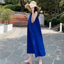 Abiti casual 2023 Streetwear coreano Maxi abito blu nero Vestidos Color caramella Party Bohemian Holiday Beach