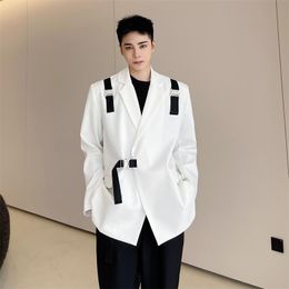 Men's Suits & Blazers Net Celebrity Ribbon Buckle Suit Coat Blazer Men Streetwear Fashion Show Women Oversize Hip Hop Jacket ManMen's