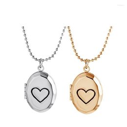 Pendant Necklaces Round Po Memory Floating Locket Simple Heart Necklace Fragrance Essential Oil Diffuser For Women 2023 MKA98
