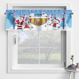 Curtain Merry Christmas Snowman Pastoral Country Decoration Sleeve Semi Half Wash Short Blackout Kitchen Durable Cu T1S7