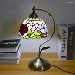 Table Lamps American Lamp Mediterranean Style Bar Cafe Stained Glass Bedside Living Room Dining Decorative