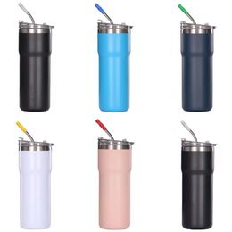 20oz Stainless Steel Tumbler Double Wall Vacuum Water Bottle Insulation Coffee Mug with Straw Powder Coating Drinking Cups A02