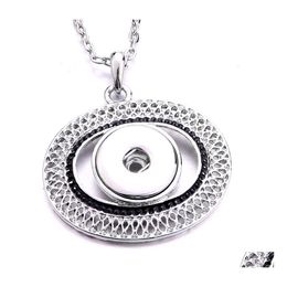 Pendant Necklaces Fashion Oval Round Crystal Snap Button Necklace 18Mm Ginger Snaps Buttons Charms With Stainless Steel Chain For Wo Dhkq4