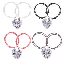 Charm Bracelets 2023 Friend Fashion Bracelet BFF Letter Heart Shaped Alloy Pendant Women's Simple Stitching Friendship Jewelry Gift