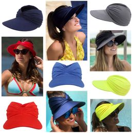 Portable Beach Cap Sports Cap Women Men Tie Dye Sun Visor Hat Ice Silk Wide  Brim