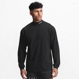 Men's T Shirts Gym Men's Compression Fitness Sweatshirt Workout Turtleneck Long Sleeve T-shirt Training Tops Muscle Men Casual Tees