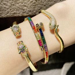 Bangle Vintage Snake Bracelets For Women Zirconia Stainless Steel Animal Adjustable Bracelet Jewelry Gift Bijoux Femme 230215