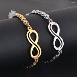 Charm Bracelets Women Stainless Steel Tassel Knitted Infinity Bracelet Handmade Beaded Adjustable Stretch Bangles Wholesale&dropship