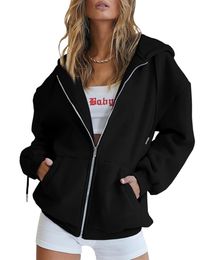 Womens Hoodies Sweatshirts Cute Hoodie Youth Girls Autumn Jacket Oversized Sweatshirt Casual Drawstring Dress Zipper Y 230216