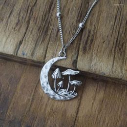 Pendant Necklaces Personality Witchy Forest Snail Mushroom Necklace Crescent Moon Gothic Women Jewellery