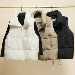 Women's Vests Loose Women's Parkas Sleeveless Jackets Solid Turn Down Collar Ladies Winter Vest Korean Style Oversize Waistcoat For