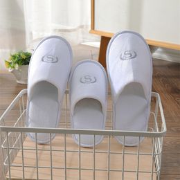 Disposable Slippers 5Pairs/Lot White Terry fleece Men Women Kids el Cotton Slides Home Travel SPA Slipper Hospitality 230216