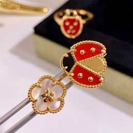 925 Sterling Silver Seven Star Ladybug Ring Ladies Designer Premium Fashion Fine Schmuck Gro￟handel Ring f￼r Frauen
