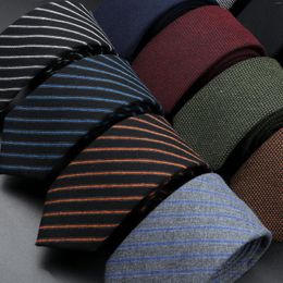 Bow Ties Mens 6cm Classic Cotton Handmade Skinny Neck Solid Striped Narrow Collar Slim Tie Casual Plaid Man Cravat Gift
