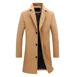 Men's Trench Coats 10 Color Fall Winter Slim Fit Outwear Fashion Woolen Blended Medium Long s Business Casual 230216