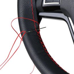 Steering Wheel Covers DIY Soft Microfiber Faux Leather Car With Needle Thread Wear-resistant Styling Accessories