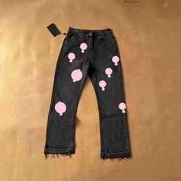 2023 Mens Jeans Designer Make Old Washed Chrome Straight Trousers Heart Letter Prints for Women Men Casual Long Stylevm852496