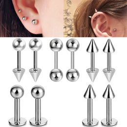 2/5/10Pcs Medical Stainless Steel Labret Lip Piercing Jewellery Tragus Cartilage Ear Studs Earrings For Women / Men