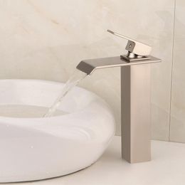 Bathroom Sink Faucets Brand Brush Finish Basin Faucet Water Tap Single Lever Mixer Hole Deck Mounted