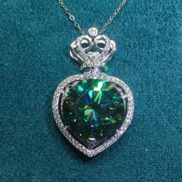Chains 12 Blue-green Moissan Diamond Pendant Oversized Round 15mm Inlaid Necklace Jewellery Accessories