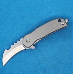 M2327 Small Karambit Claw Flipper Folding Knife D2 Stone Wash Blade TC4 Titanium Alloy Handle EDC Pocket Knives With Repair Tool