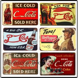 Coke Time art painting Vintage Metal Plate Tin Signs Wall Poster Decals Plate Painting Bar Club Pub Home Decor Wall Personalised Metal Poster size 30X20CM w02