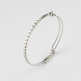 Bangle Stainless Steel Expandable Twisted Bangles & Bracelets For Women 4mm DIY Metal Adjustable Cuff Wholesale 10pcs/lot