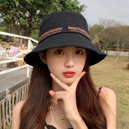 Wide Brim Hats Bucket Hats Female Summer Sunshade Sunscreen Korean Version Tide Mask Face Fashion Tide Brand Display Face Small Fisherman Hat