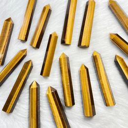 Decorative Figurines Natural Tiger Eye Crystal Point Healing Stone Quartz Wand Crafts Mineral For Home Decoration Ornaments Gift