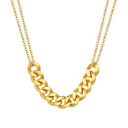Chains Cuban Chain Necklace Silver 18K Gold Plating For Women Stainless Steel Jewelry Accessories Choker Love Gift Girlfriend