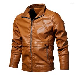 Men's Fur Men's PU Faux Leather Unfilled Bomber Jacket Fux Vintage Motorcycle Men Bikers Coat Outerwear Plus Size 6XL Jaqueta De Couro