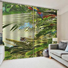 Curtain & Drapes Tropical Forest Animal Curtains For Bedroom 3D Painting Luxury Living Room Tiger Butterfly Blackout