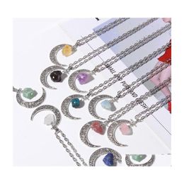 Pendant Necklaces Natural Crystal Rough Stone Necklace Design Versatile Sier Moon Women Gif Sexyhanz Drop Delivery Jewellery Pendants Dhqli