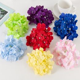 Decorative Flowers 5pcs 15cm Artificial Hydrangea Flower Head DIY Wedding Arch Background Wall Home Garden Decoration Fake Flores