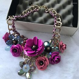 Choker Wholesale Kpop Fashion Accessories Big Flower Statement Short Necklace For Women/collier Femme/collares De Moda 2023