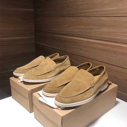 Italy Original Designer Shoes Rolopiana Spring Autumn new style one-footed loafers men's LP suede leather casual shoes wo