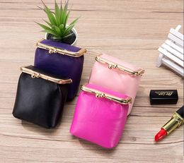 10pcs Cosmetic Bags Women Genuine Leather Plain Solid Multifunctional Protable Coin Purses