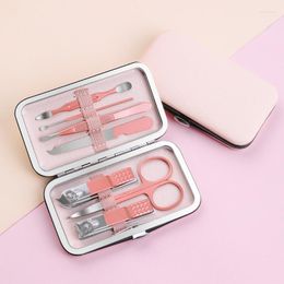 Storage Boxes Multifunctional 7pcs Manicure Cutters Nail Clipper Set Home Stainless Steel Ear Spoon Clippers Pedicure Scissors Tool