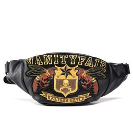 Factory whole man bag medal waistbag sport leisure leather men bike bags type essential small bee embroidered oblique shoulder316k