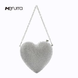 Evening bag Heart Shaped Tassel Women Messenger Bags Finger Ring Diamonds Small