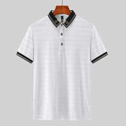Men's Polos Korea Style Solid Brand Fashion Black White Polo Shirts Short Sleeve Men's Summer Breathable Tops Tee Oversize 6XL 7XL 8XL 230217