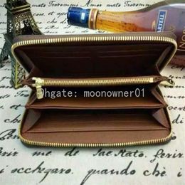 Top quality coin purse lady leather classic long wallet for men leather long purse moneybag zipper pouch coin pocket note compartm266h