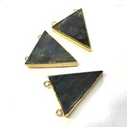 Pendant Necklaces M603184433 Labradorite Stone Connector Gold Color Electroplated Triangle Pendants