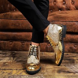 Dress Shoes Mens Autumn Footwear Casual Fashion Oxford Party Boots Leather Designer Brand Male Black Golden Wedding 230216