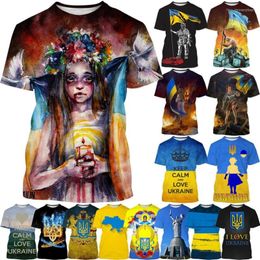 Men's T Shirts Fashion Selling Ukrainian Flag Themed 3d Printed T-Shirt Keep Calm Love Men's Short Sleeve