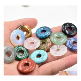 Charms 25Mm Assorted Natural Stone Crystals Gogo Donut Rose Quartz Pendants Beads For Lucky Jewellery Making Whole Drop Delivery Findi Dhgxe