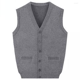 Men's Vests Super Anti-pilling Top Grade Men's Vest Winter V Neck Woolen Fashion Brand Knit Cardigan Casual Sweater Sleeveless C45