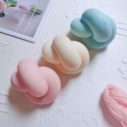 Candles Big Size Tube Knot Candle Silicone Mould Tie Rope Ball Twisted Knitted Knots Mould for Unique Weird Gift 230217