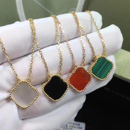 2023-15mm Clover Necklaces Pendant shell agate titanium steel Plated 18K for Women Valentine's Mother's Day Engagement